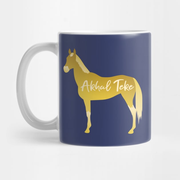 Gold Akhal Teke Digital Minimal Construction Paper Cutout Silhouette by Nuclear Red Headed Mare